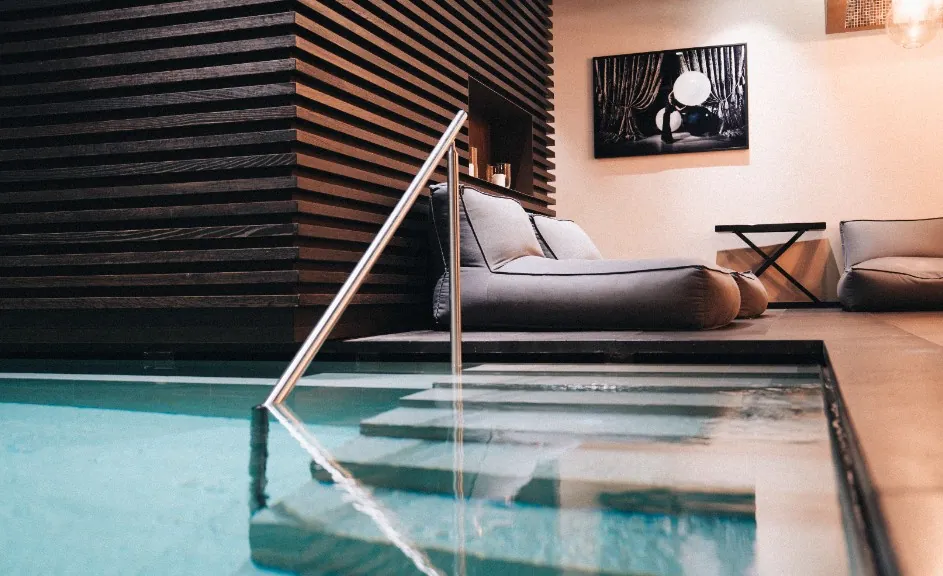 Private pool area of the spa at Chalet Larein